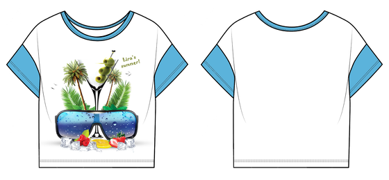 Футболка с принтом, лето, очки, холодные напитки