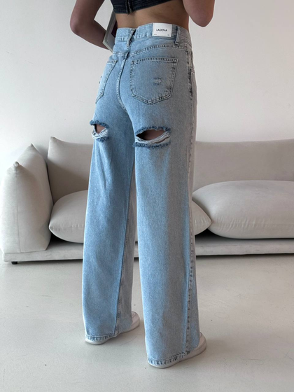 Kadın Yırtık Palazzo Jeans Pantolon