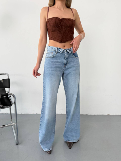 Kadın Wide Leg Jeans Pantolon