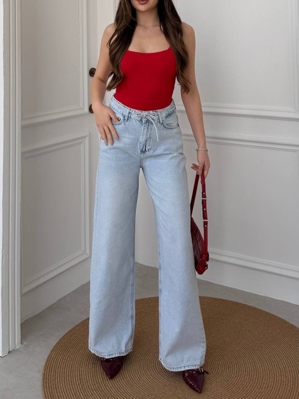 Kadın Wide Leg Jeans Pantolon