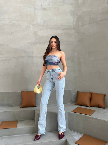 Kadın Flare Jean Pantolon