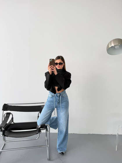 Kadın Wide Leg Jeans Pantolon