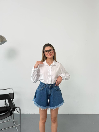 Kadın Baggy Şort Jeans