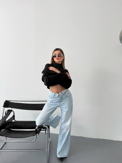 Kadın Wide Leg Jeans Pantolon