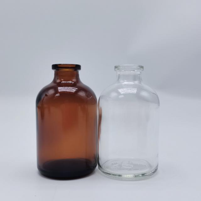 Mold clear amber round sealing medical glass bottl