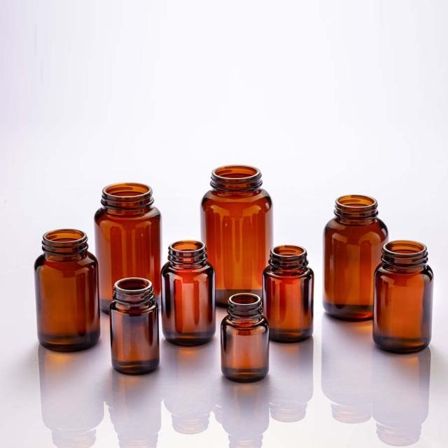 Wide mouth glass bottles for pill & tablet