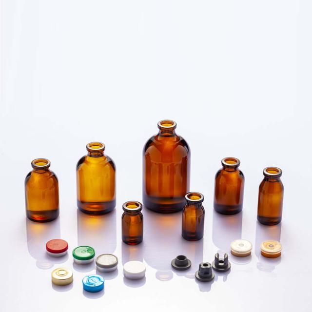 Amber molded injection glass vials