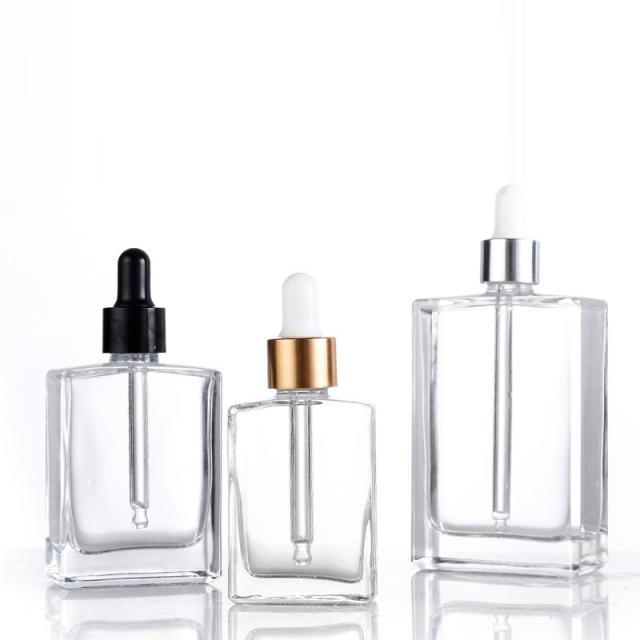 Clear Flat essential oil glass bottle