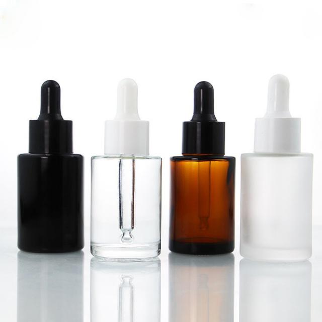 Flat shoulder essential oil dropper bottle