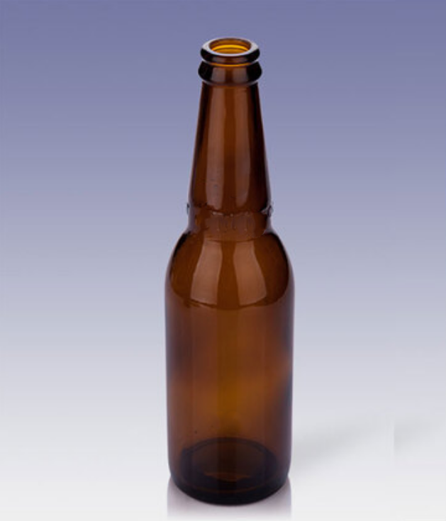 Amber beer glass bottle
