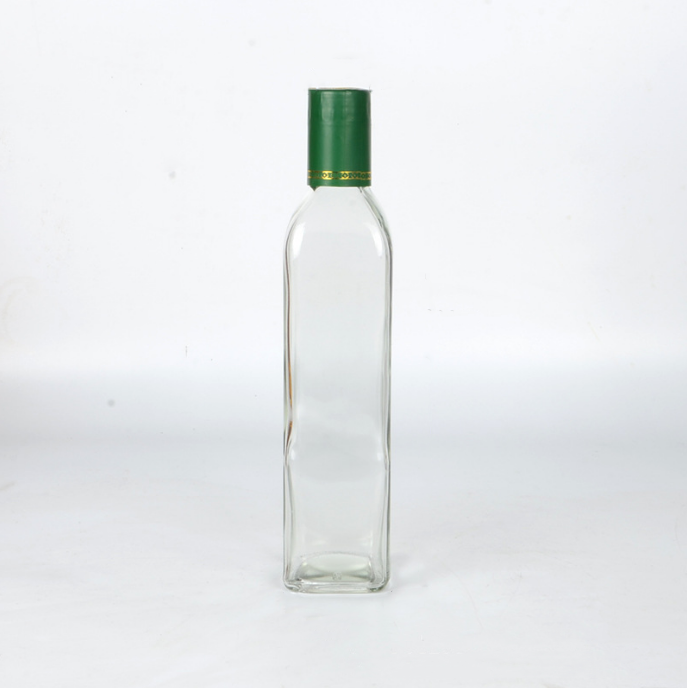 Square clear olive oil glass bottle