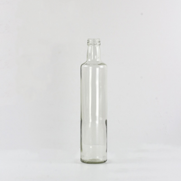 Round clear olive oil glass bottle