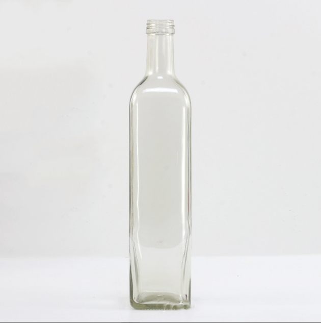 Square clear olive oil glass bottle