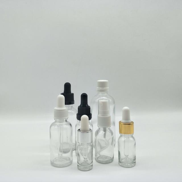 Clear essential oil glass dropper bottles