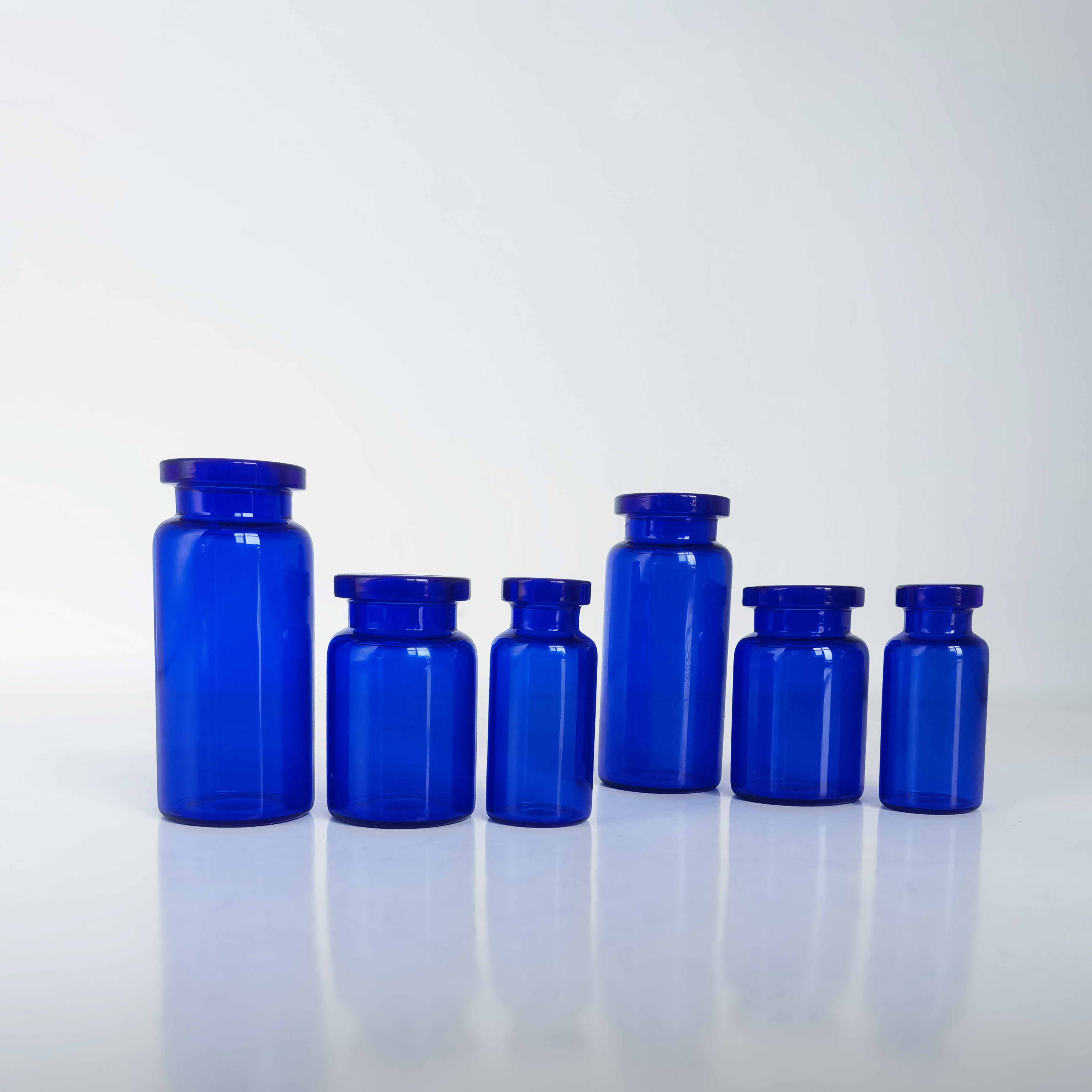 Blue glass sterile injection medicine vial