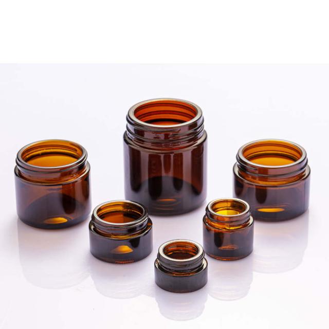 Amber cosmetic glass cream jar